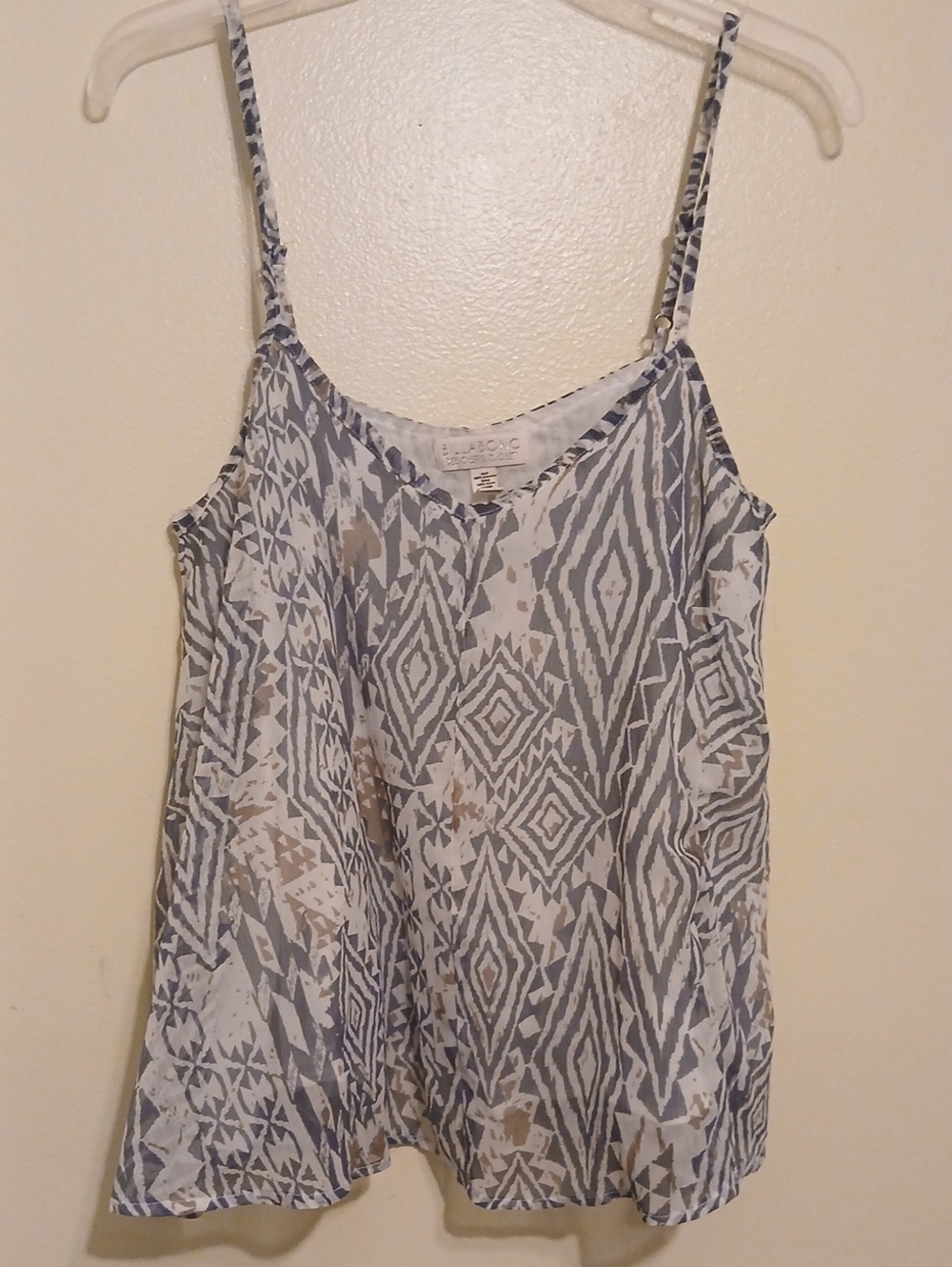 Billabong Grey & White Geometric Spaghetti Strap Cami